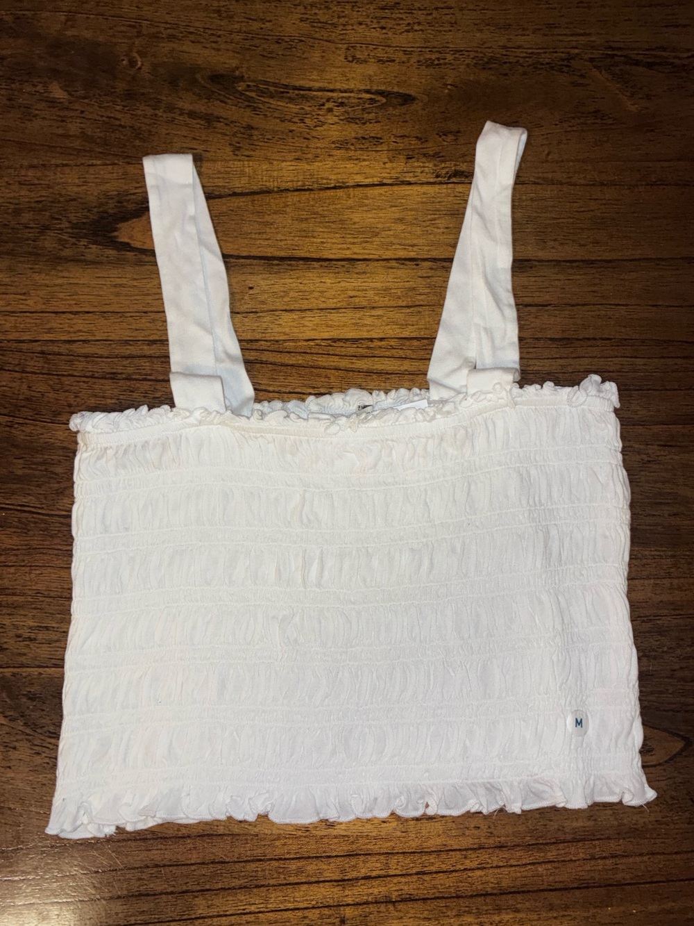 American Eagle Outfitters White Smocked Crop Camisole NWT